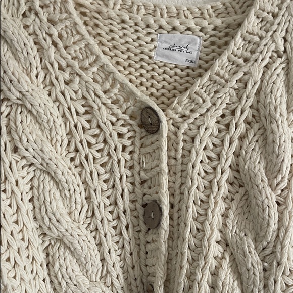 Chicwish Cream Cable Knit Cardigan - Picture 2 of 5
